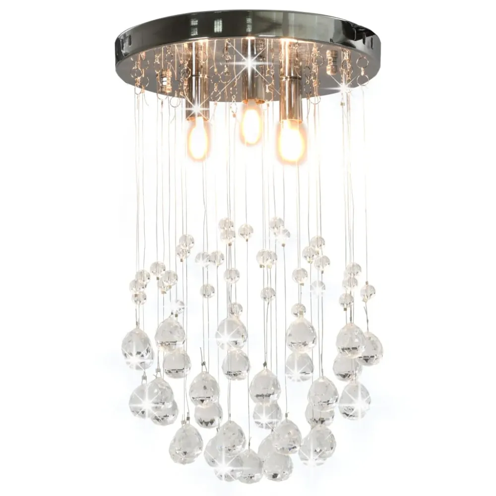 Plafondlamp met kristallen kralen rond 3xG9 zilverkleurig vidaXL