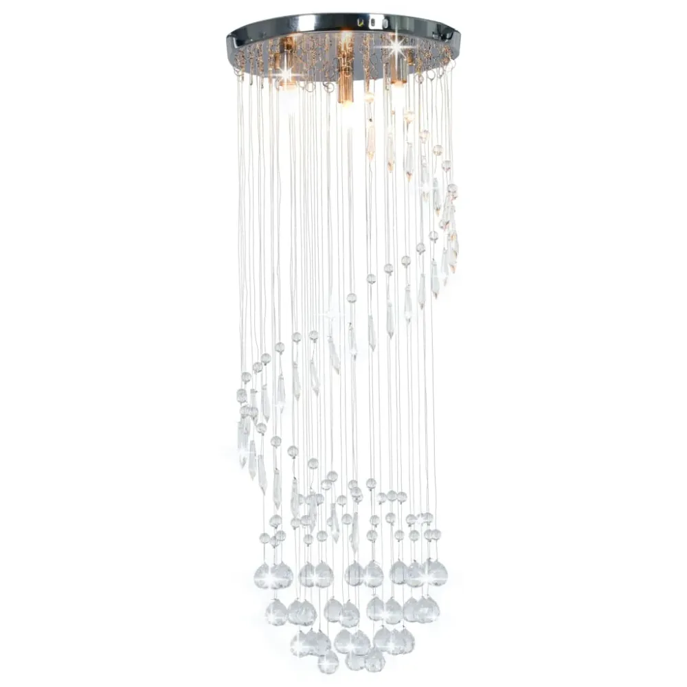 Plafondlamp met kristallen kralen spiraal G9 zilverkleurig vidaXL