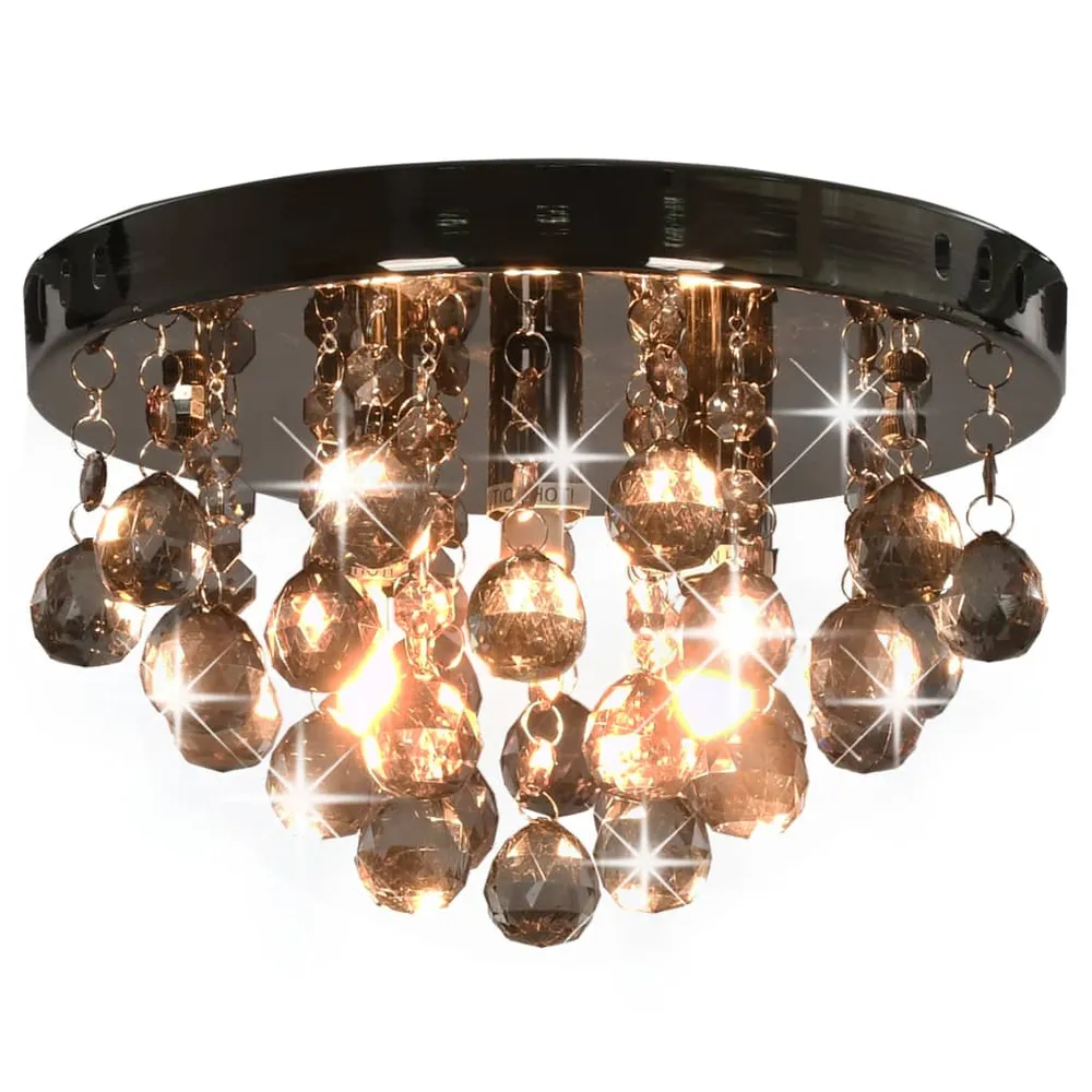 Plafondlamp met smoky kralen rond G9 zwart vidaXL