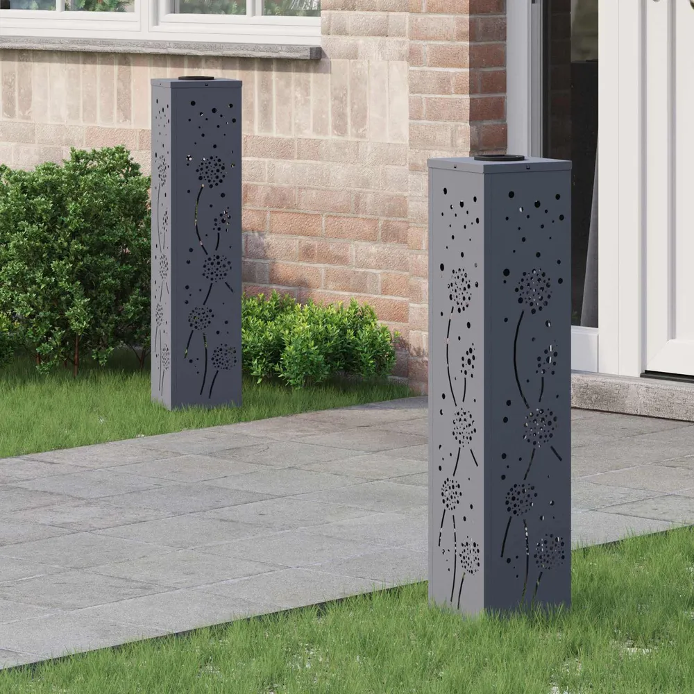 Solar LED Pad Licht 2 pcs Antraciet Koudgewalst staal vidaXL