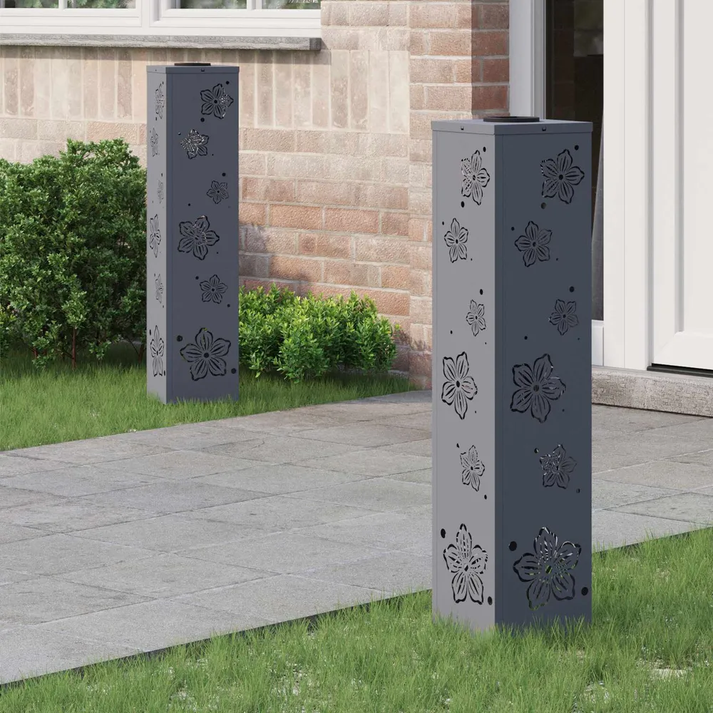 Solar LED Pad Licht 2 pcs Antraciet Koudgewalst staal vidaXL