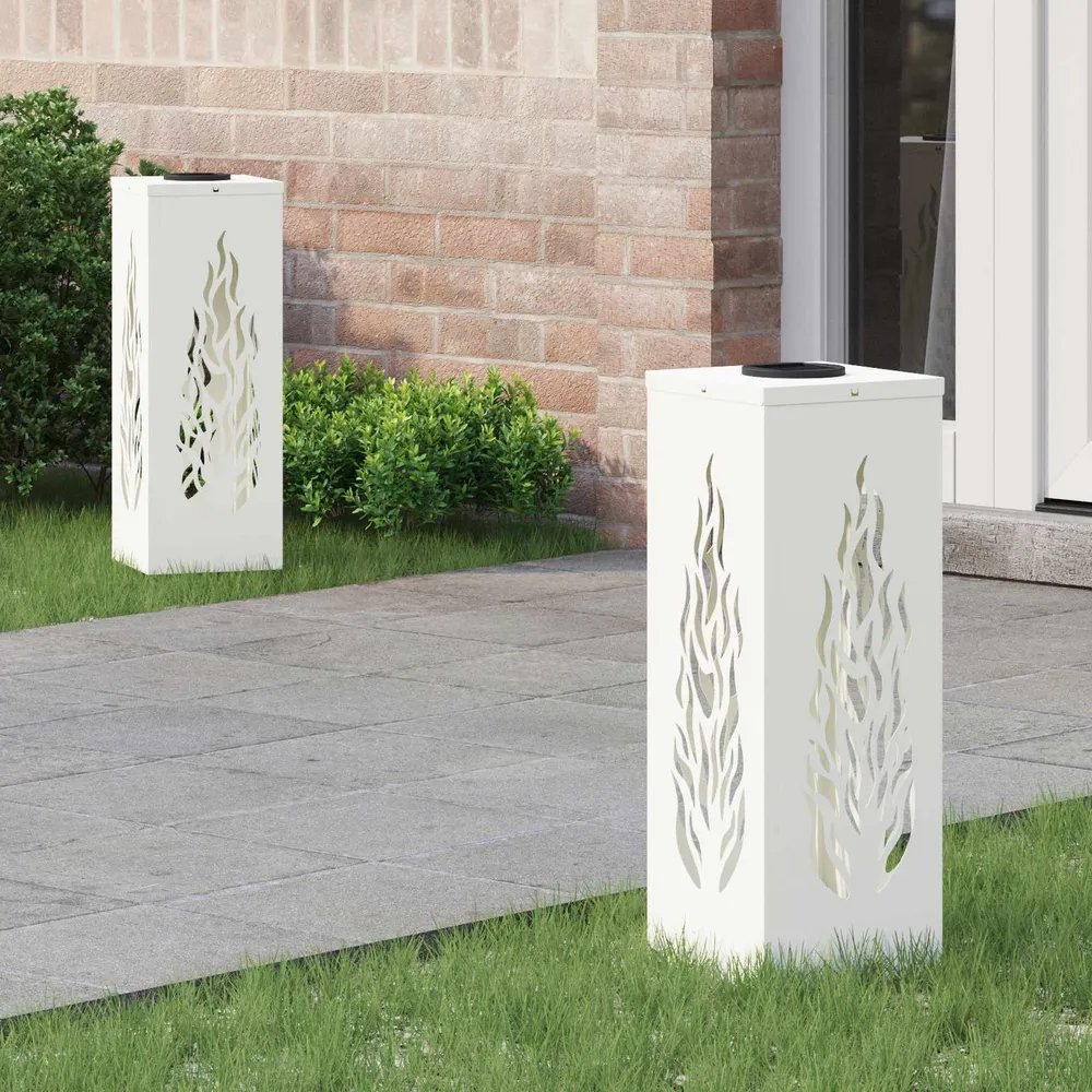 Solar LED Pad Licht 2 pcs Wit Koudgewalst staal vidaXL