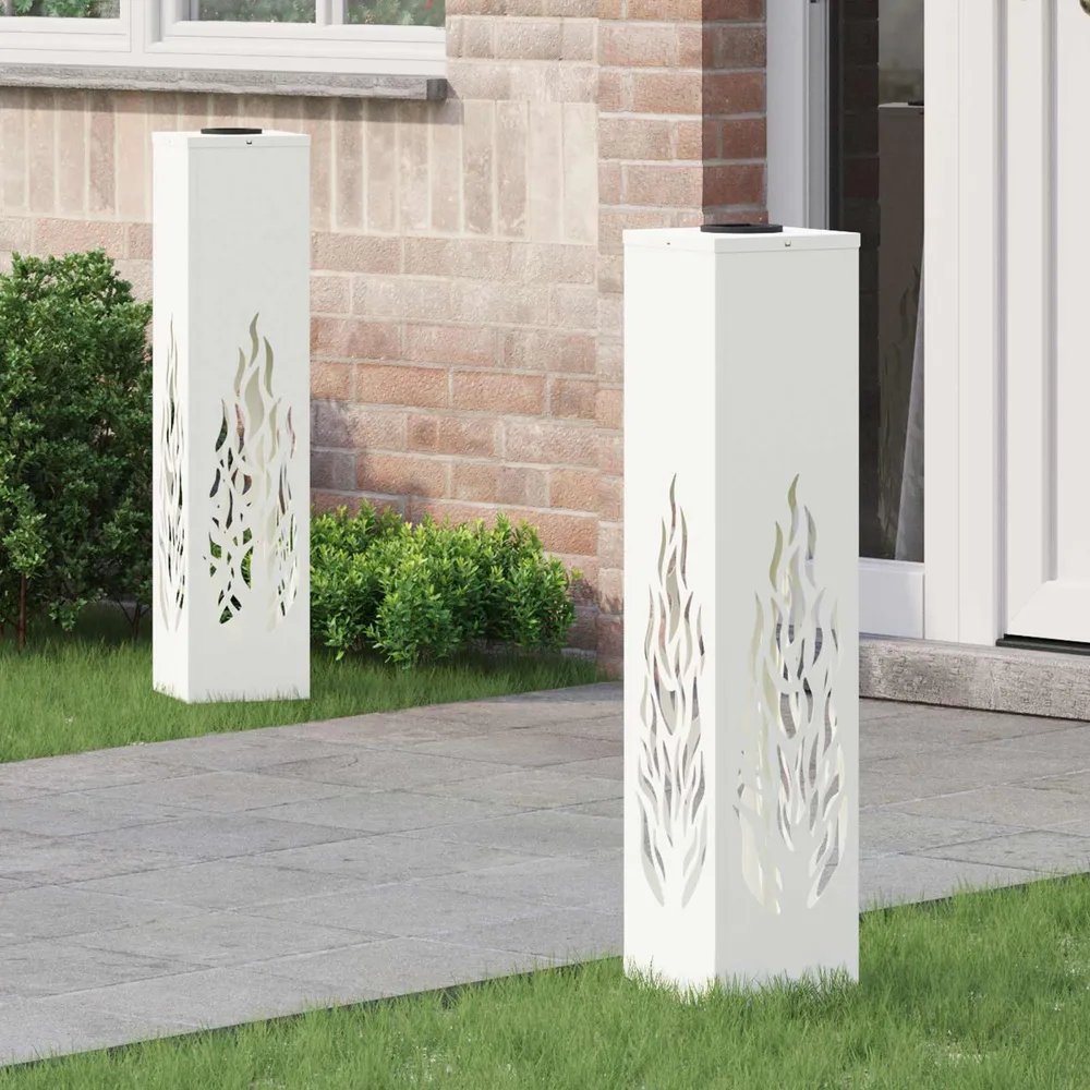 Solar LED Pad Licht 2 pcs Wit Koudgewalst staal vidaXL