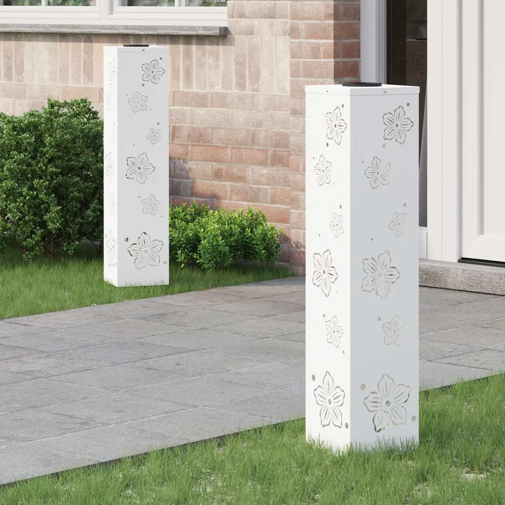 Solar LED Pad Licht 2 pcs Wit Koudgewalst staal vidaXL