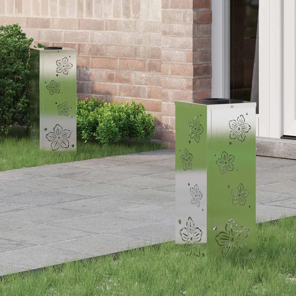 Solar LED Pad Licht 2 pcs Zilver Roestvrij staal vidaXL