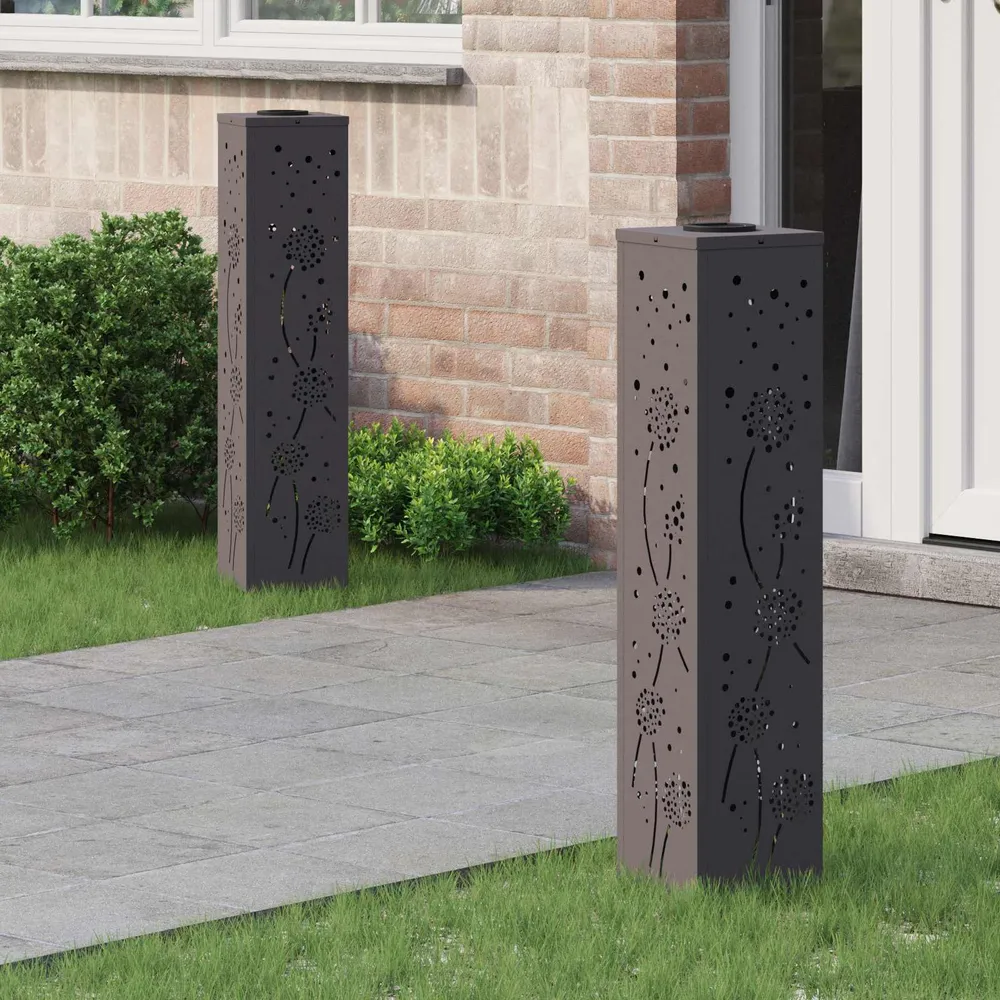 Solar LED Pad Licht 2 pcs Zwart Koudgewalst staal vidaXL