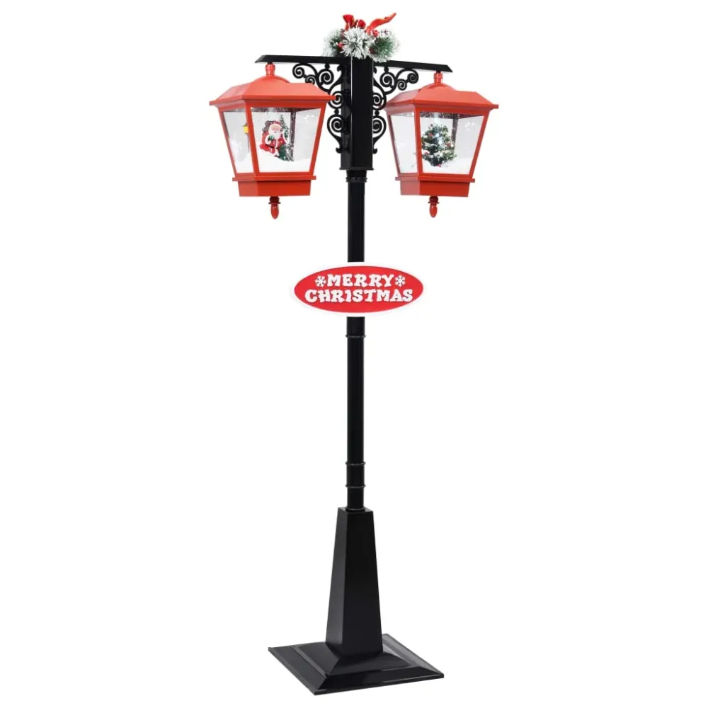 Straatlantaarn met kerstman 81x40x188 cm PVC zwart en rood vidaXL