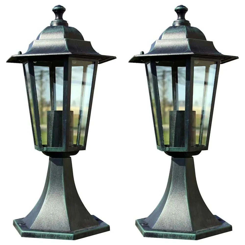 Tuinlampen 2 st aluminium donkergroen/zwart vidaXL