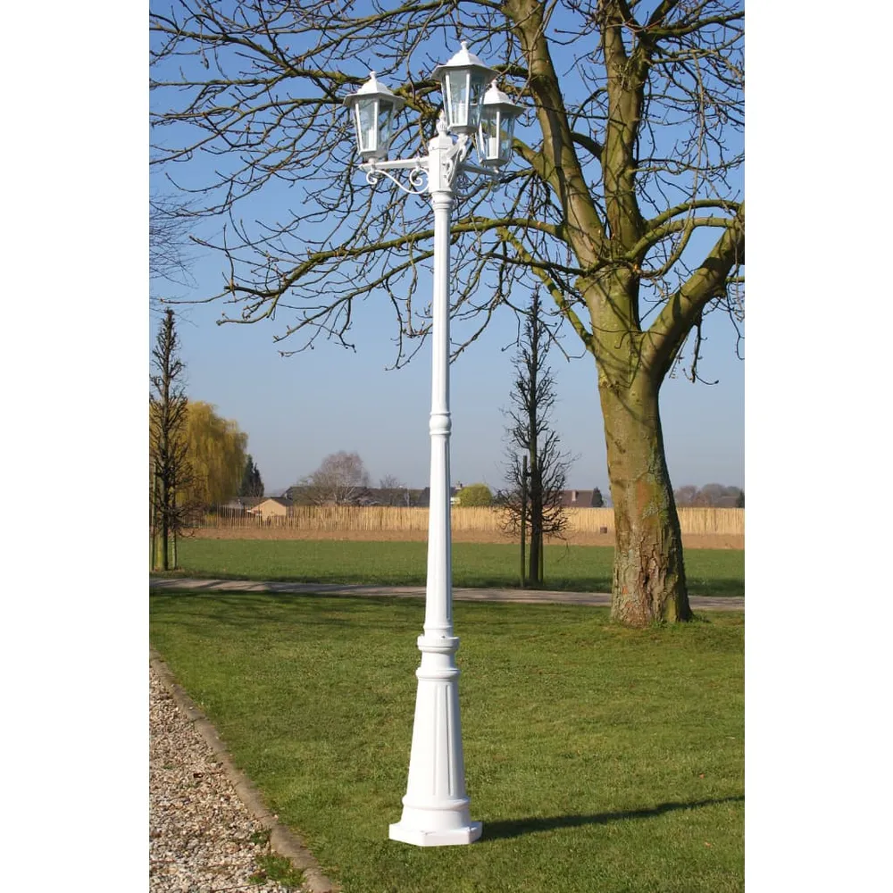 Tuinlantaarn Kingston 3-arms 215 cm wit vidaXL