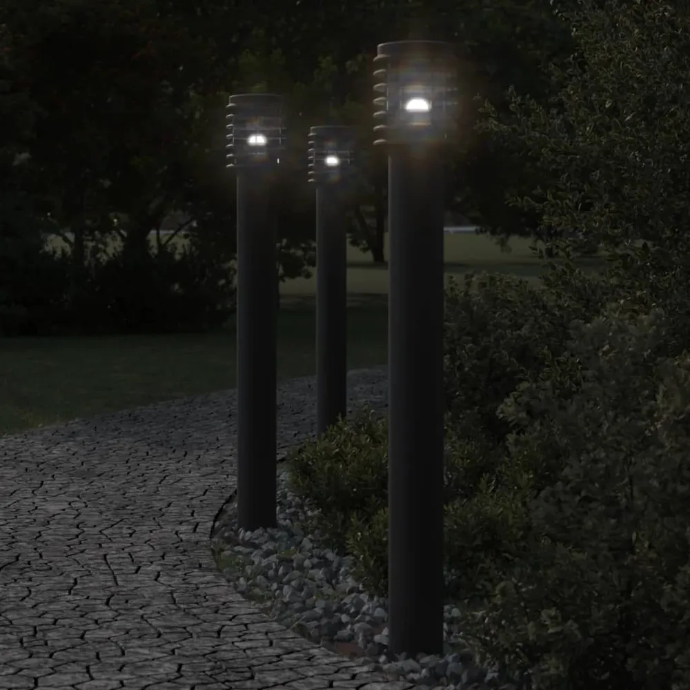 Vloerlamp voor buiten 3 st 110 cm roestvrijstaal zwart vidaXL