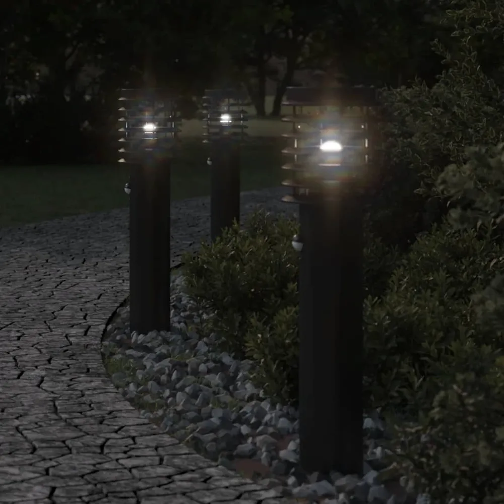 Vloerlamp voor buiten met sensor 60 cm roestvrijstaal zwart vidaXL