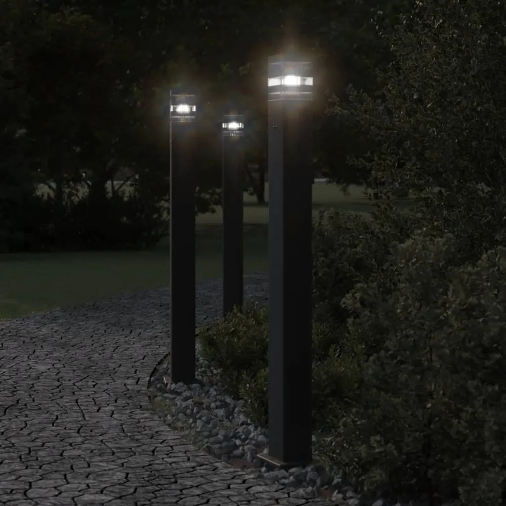 Vloerlamp voor buiten met stopcontact 110 cm aluminium zwart vidaXL