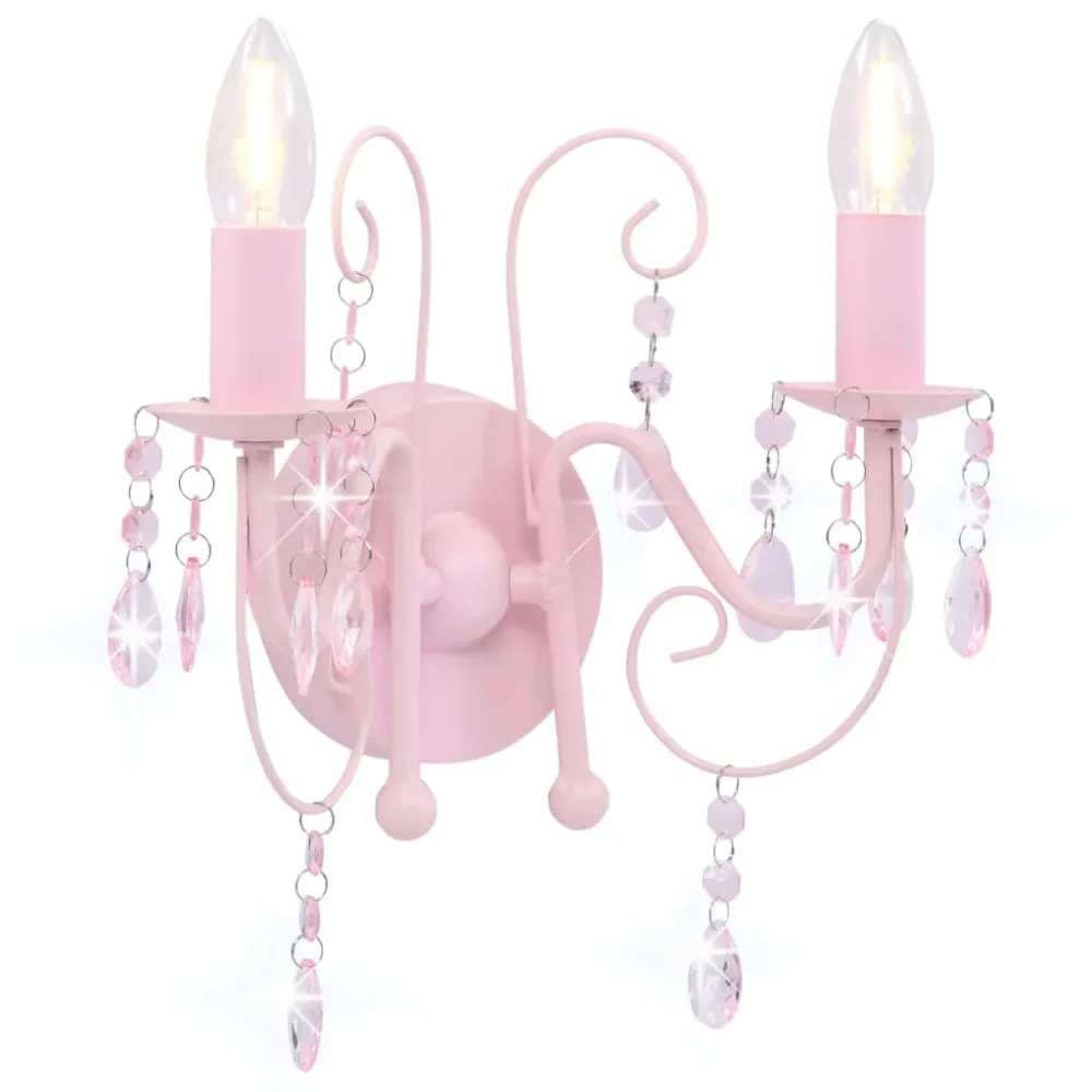 Wandlamp met kralen 2 x E14 roze vidaXL
