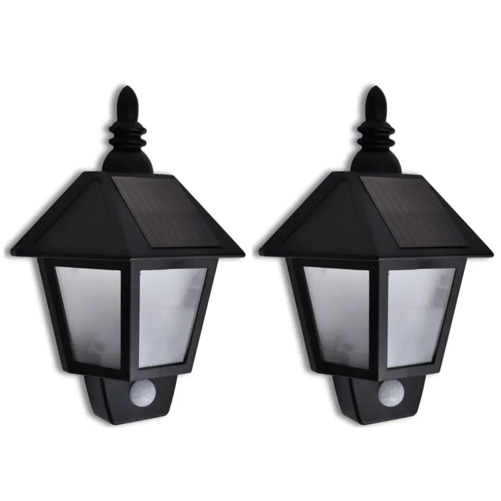 Wandlamp solar met bewegingsensor 2 st vidaXL