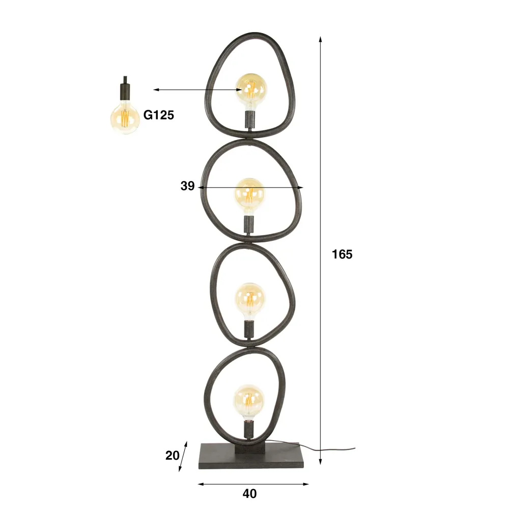 Vloerlamp Winnie - Antraciet - Metaal - 165 cm Vloerlampen