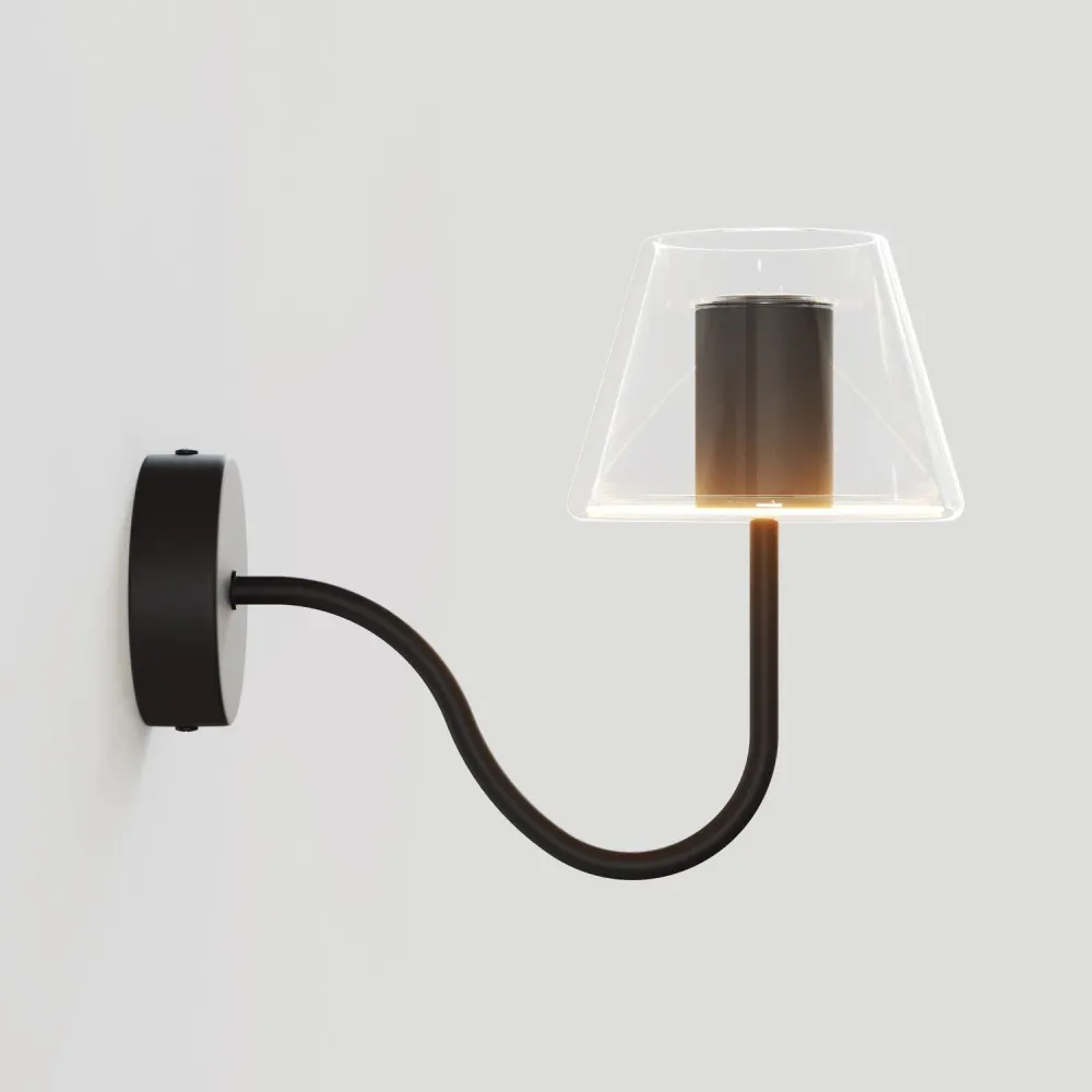 Wandlamp Fermaluce G07 met S-vormige arm - Zwart