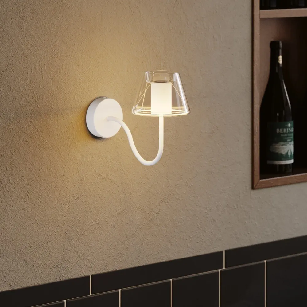 Wandlamp Fermaluce G07 met S-vormige arm - Mat Wit