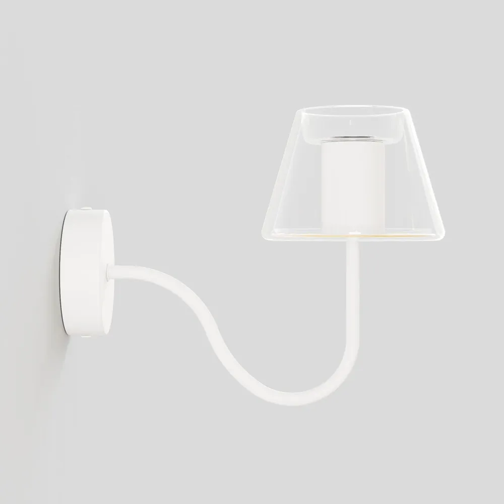 Wandlamp Fermaluce G07 met S-vormige arm - Mat Wit