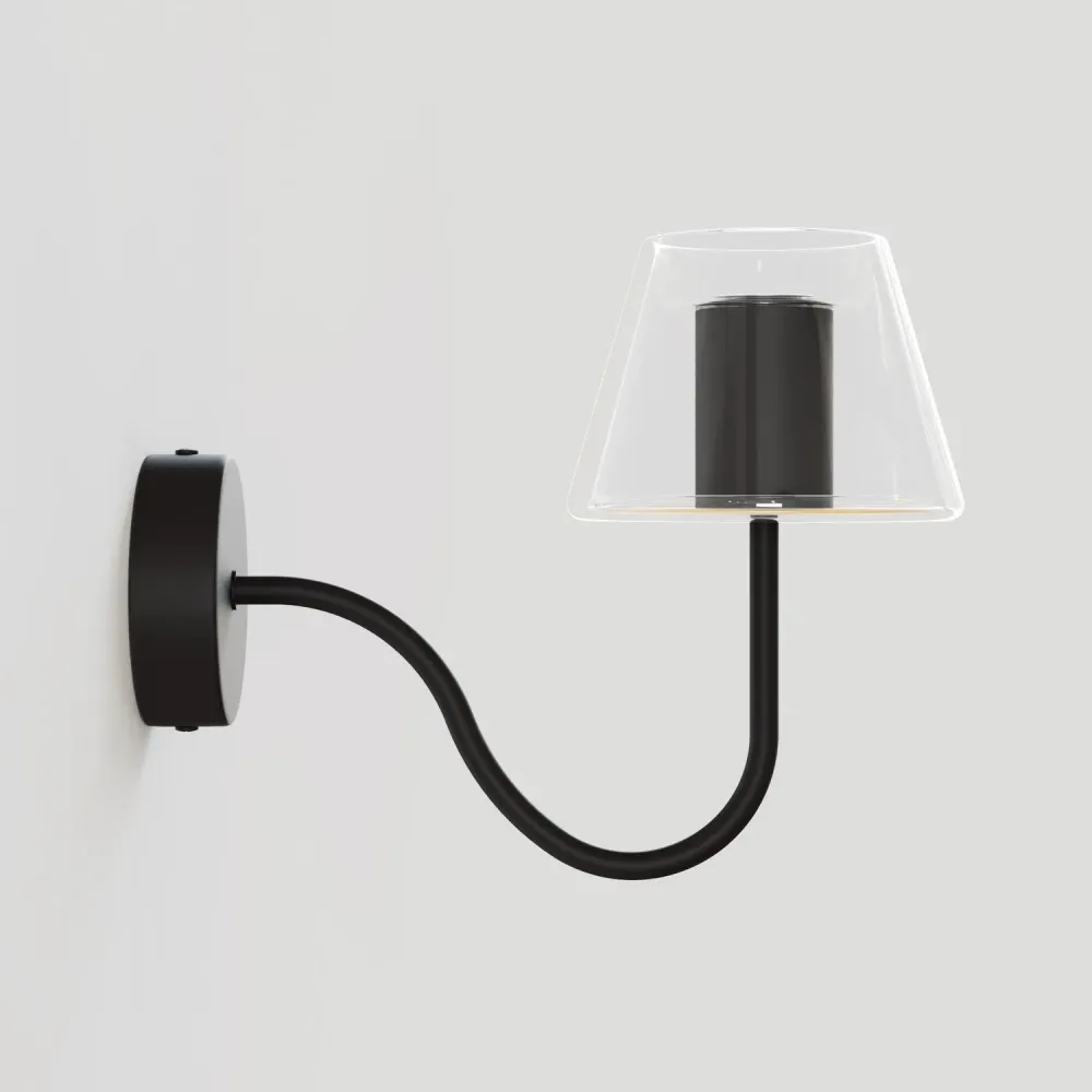 Wandlamp Fermaluce G07 met S-vormige arm - Zwart
