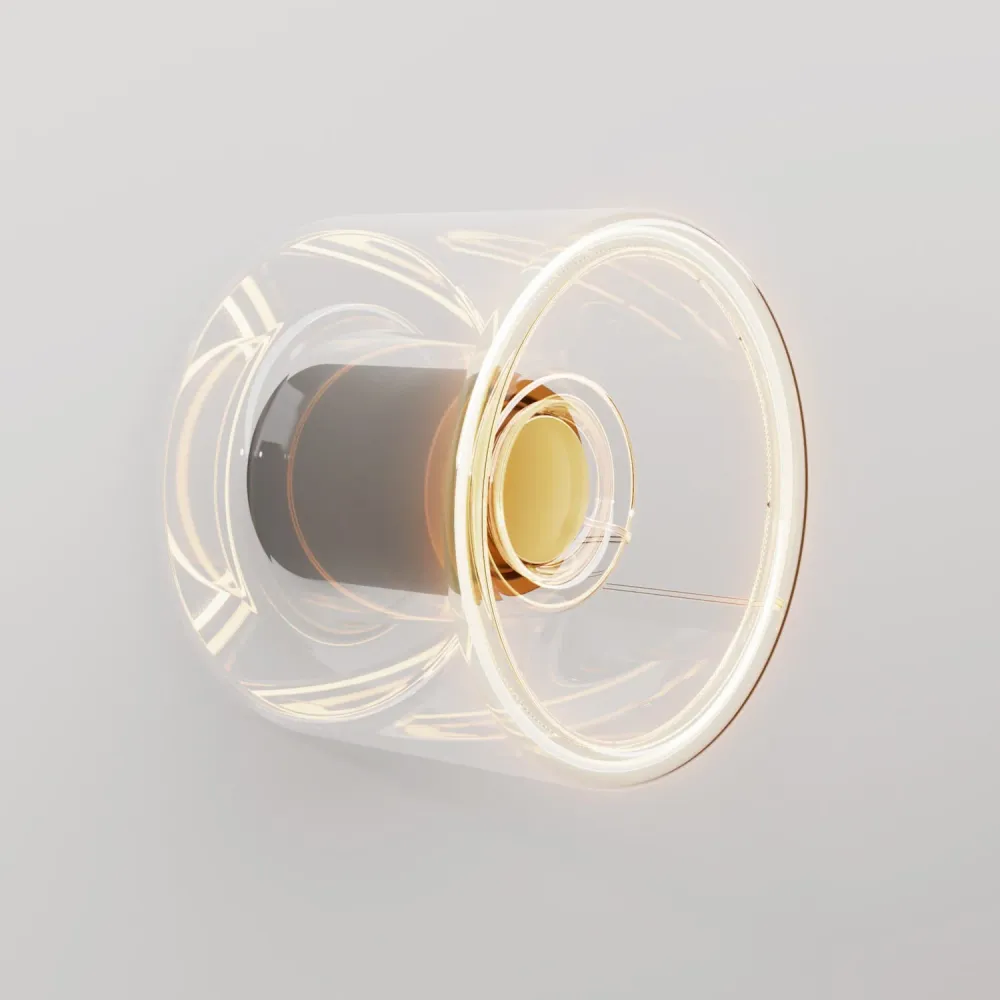 Wandlamp met Ghost mini transparante lichtbron - Zwart