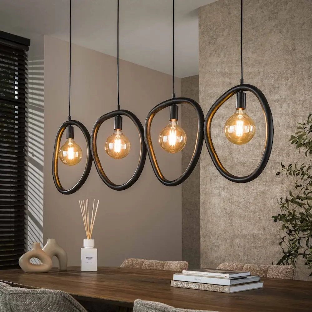 Ylumen hanglamp Pebble - 4 lichts - 140 x 150 cm - zwart