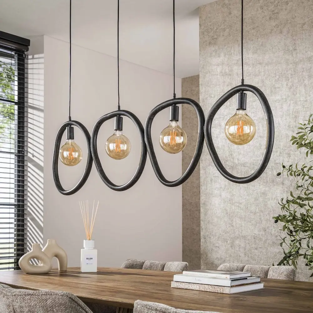 Ylumen hanglamp Pebble - 4 lichts - 140 x 150 cm - zwart