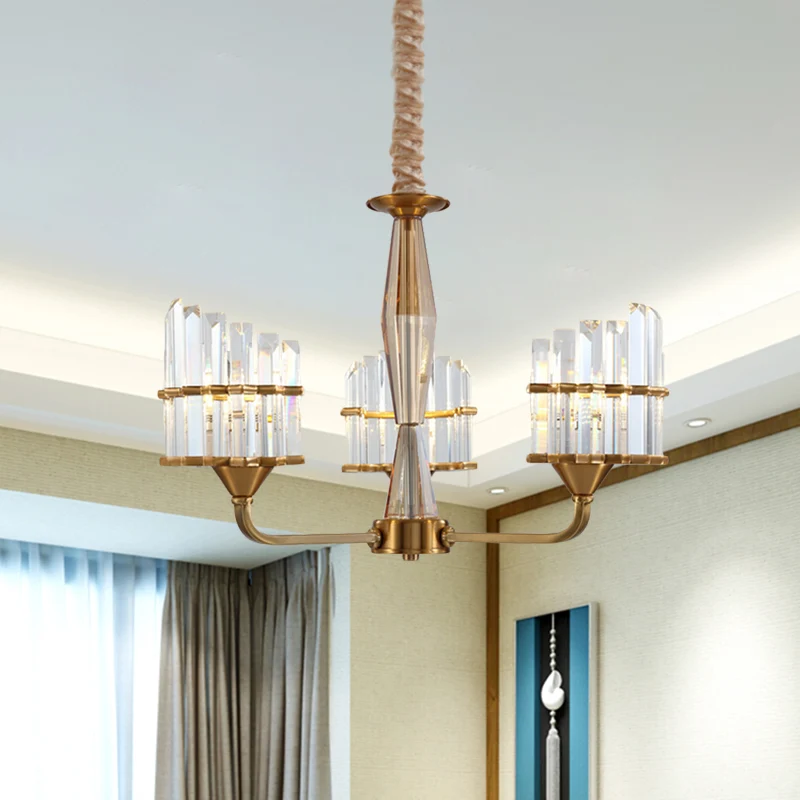 Gebogen kroonluchter lichtarmatuur moderne gefacetteerde kristallen 3/6-licht gouden afwerking hangende hanger voor woonka...