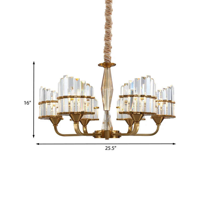 Gebogen kroonluchter lichtarmatuur moderne gefacetteerde kristallen 3/6-licht gouden afwerking hangende hanger voor woonka...