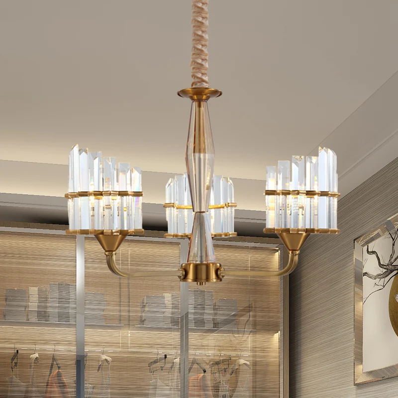 Gebogen kroonluchter lichtarmatuur moderne gefacetteerde kristallen 3/6-licht gouden afwerking hangende hanger voor woonka...