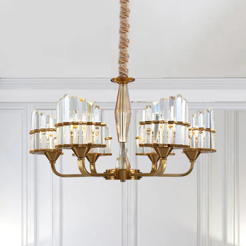 Gebogen kroonluchter lichtarmatuur moderne gefacetteerde kristallen 3/6-licht gouden afwerking hangende hanger voor woonka...