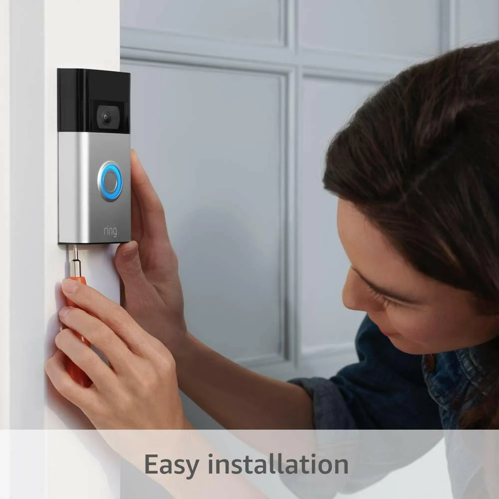 Ring Video Doorbell 2nd Generation - 1080p HD video satijn Nickel) | Inclusief Montageset