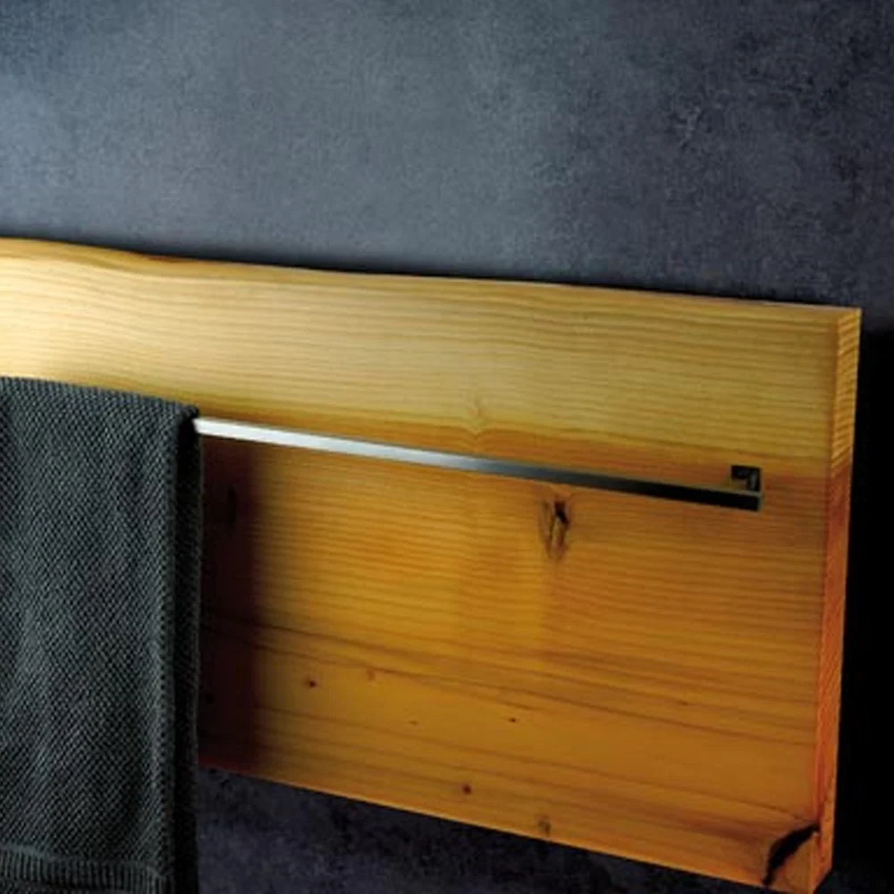 Electric towel warmer model Xilo horizontal 200 Watt wood series towel rack cm 80x8x40h Hom Gastvrij