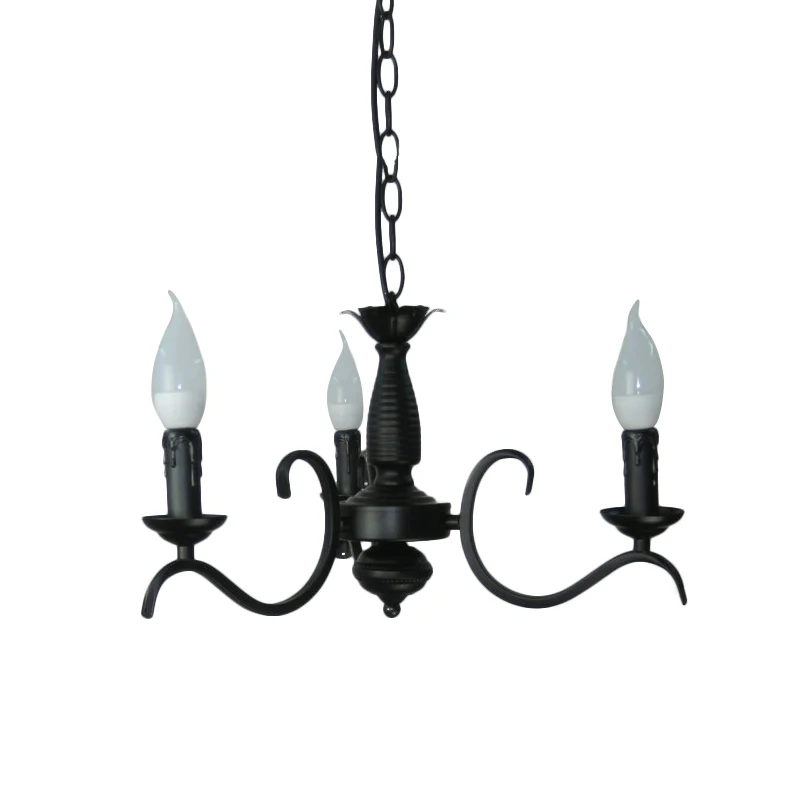3/5 Heads Flameless Candle Chandelier Lighting Vintage Style Zwart Metallic Hanging Lamp Living Room met Afstandsbediening...