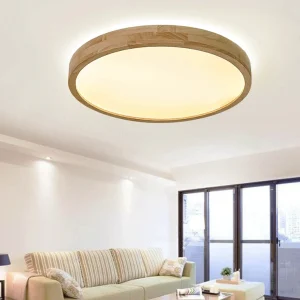 Houten ronde inbouw plafondarmatuur Minimalisme LED houten plafondinbouwarmatuur met Afstandsbediening