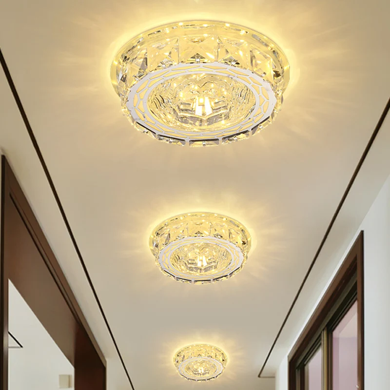 LED-plafondinbouwlamp Moderne handzaam ronde/vierkante heldere kristallen inbouwverlichting voor gang