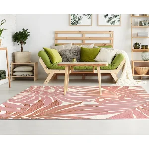 Binnen- buitentapijt etnische stijl bloemenmotief ROCETA-150x200cm - Roze- Koop nu
