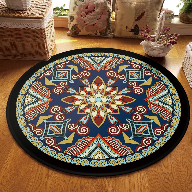 Blauw en zwart Americana-tapijt, polyestertextiel, zuidwestelijk tapijt, antislip rugtapijt voor slaapkamer