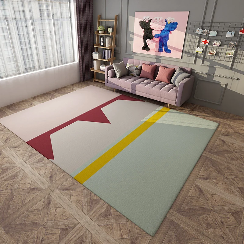 Eenvoud Colorblock-tapijt Rood en groen flanellen tapijt Wasbaar, diervriendelijk antislip-tapijt voor de woonkamer