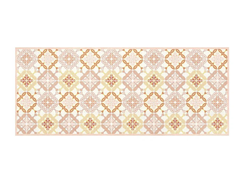 Gangtapijt van vinyl met cementtegeleffect - 66 x 160 cm - Oranje en roze - ELOZA