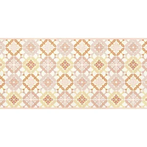 Gangtapijt van vinyl met cementtegeleffect - 66 x 160 cm - Oranje en roze - ELOZA