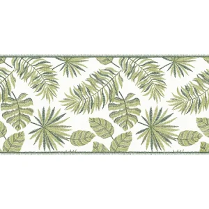 Gangtapijt van vinyl met tropisch motief - 66 x 160 cm - Groen en wit - TROPICALA