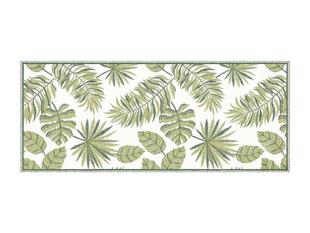 Gangtapijt van vinyl met tropisch motief - 66 x 160 cm - Groen en wit - TROPICALA