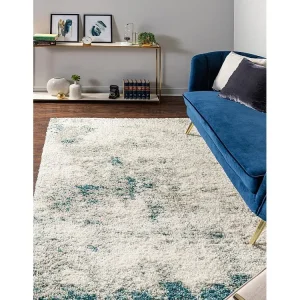 Hoogpolig tapijt 240x240 Ecru - Groen Lachen Haze