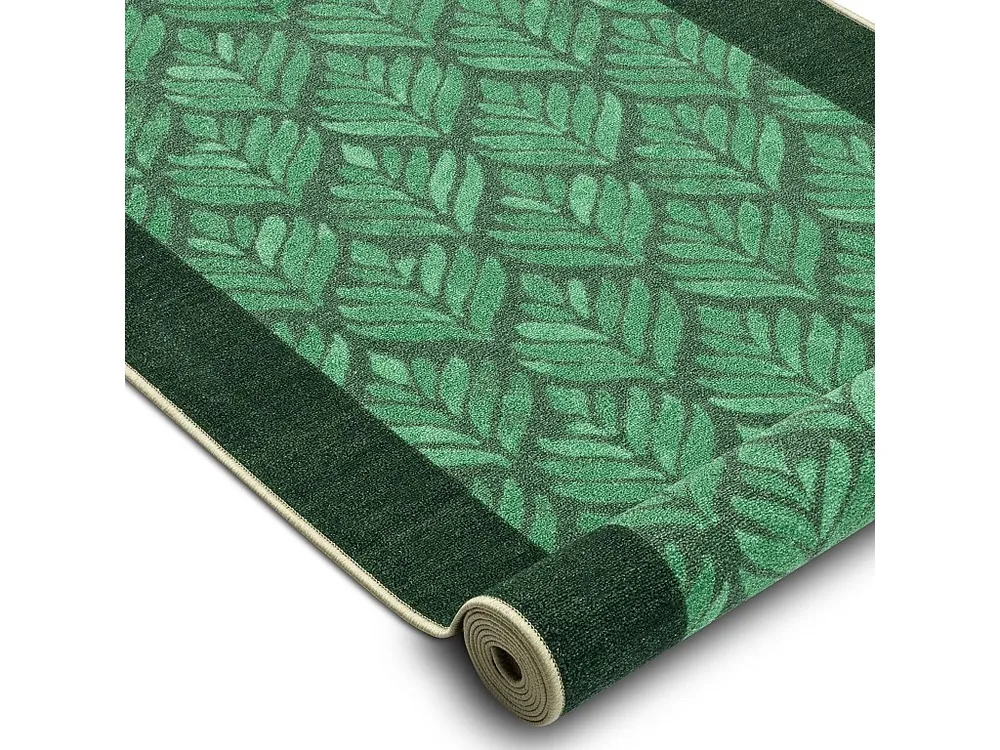 Loper antislip LIŚCIE bladeren, gom groen 120cm 120x300 cm