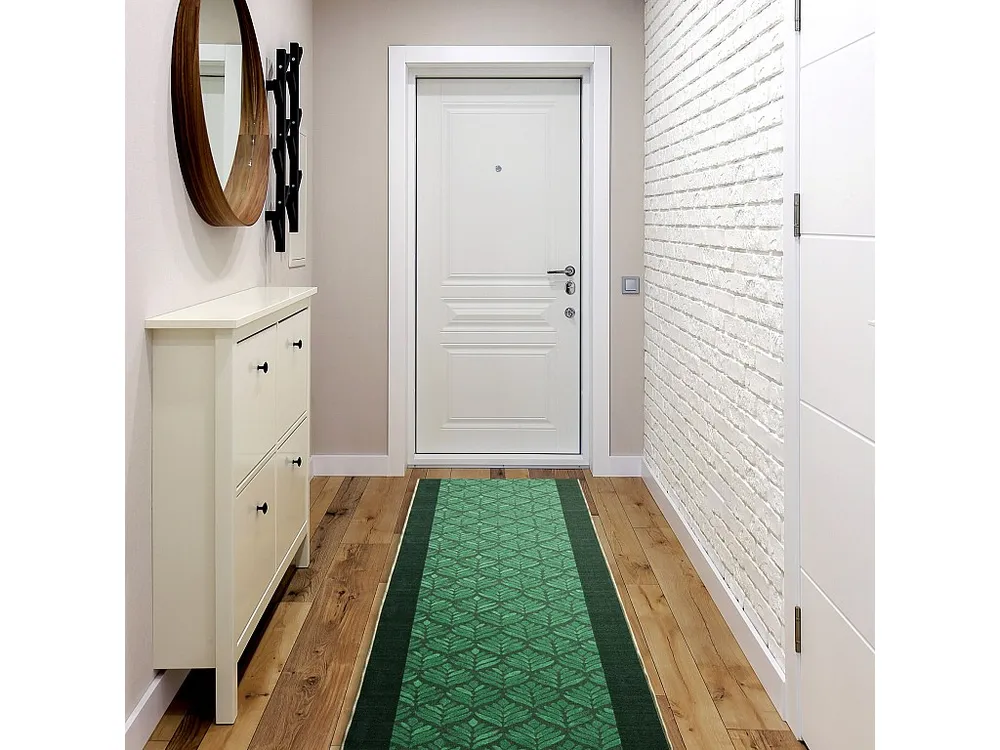 Loper antislip LIŚCIE bladeren, gom groen 120cm 120x300 cm