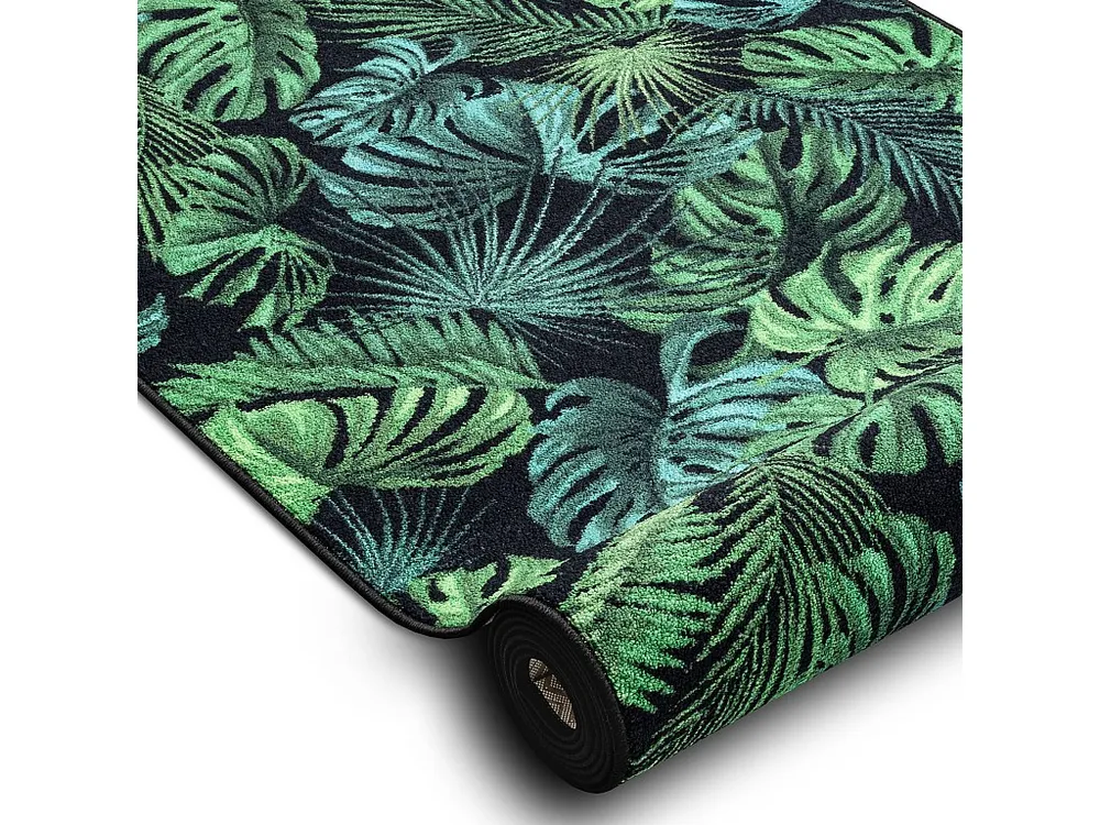 Loper antislip MONSTERA Bladeren, gom groen 80 cm 80x450 cm