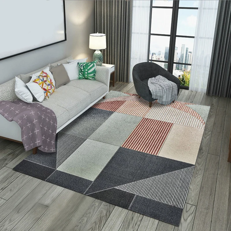 Meerkleurig geometrisch bloktapijt Polypropyleen Tapijt Scandinavische stijl Antislip achterkant Vlekbestendig Huisdiervri...