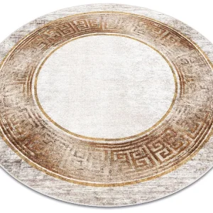 MIRO 51236.807 cirkel tapijt wasbaar marmer, grieks antislip - lichtbruin / cercle 200 cm