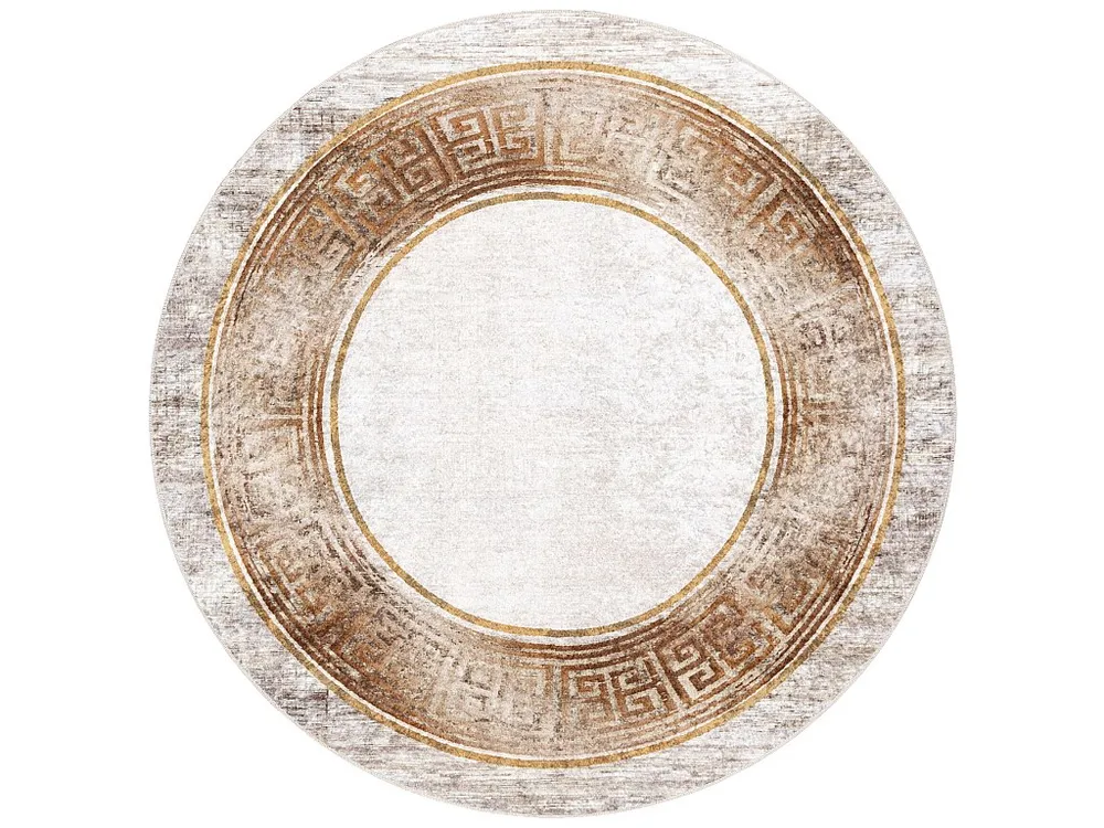 MIRO 51236.807 cirkel tapijt wasbaar marmer, grieks antislip - lichtbruin / cercle 200 cm