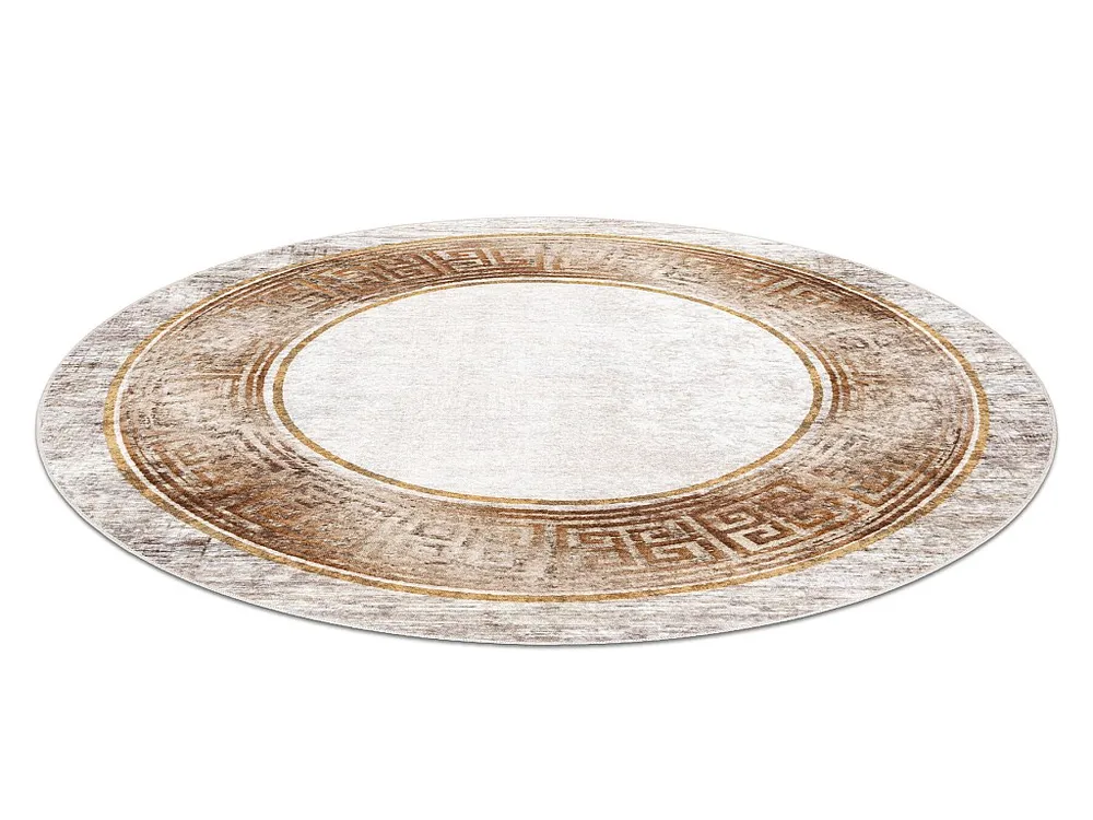 MIRO 51236.807 cirkel tapijt wasbaar marmer, grieks antislip - lichtbruin / cercle 200 cm